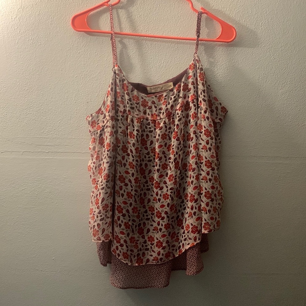 Faded Glory Floral spaghetti string adjustable  tank top size 12-14